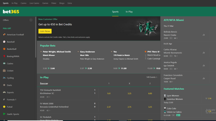 Bet365 screenshot image