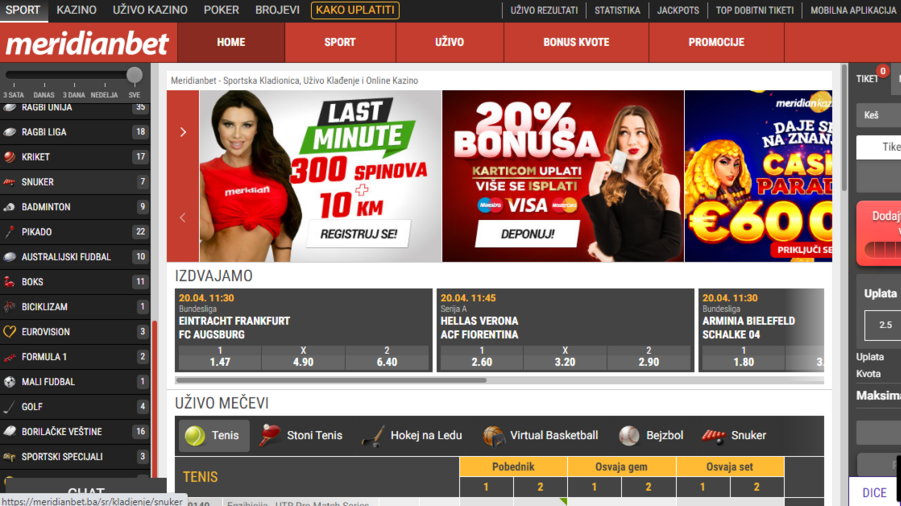 MeridianBet screenshot