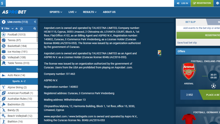 Asprobet screenshot