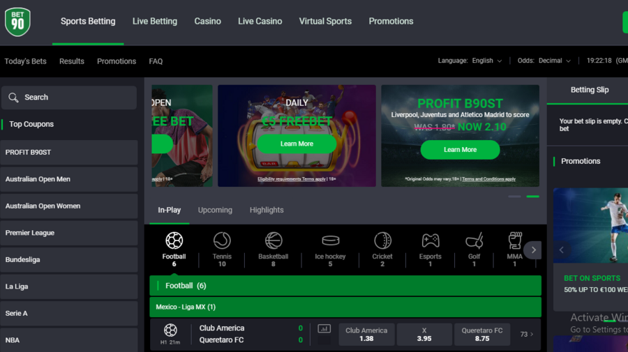 Bet90 screenshot