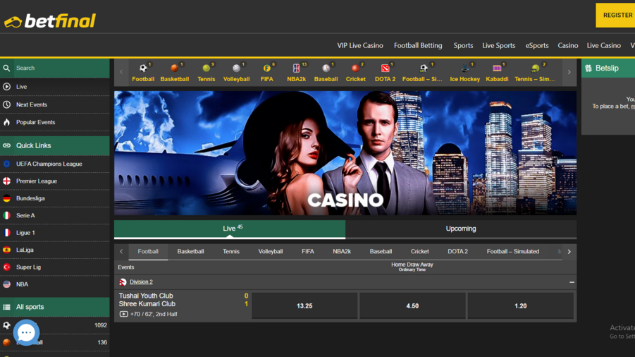 Betfinal screenshot