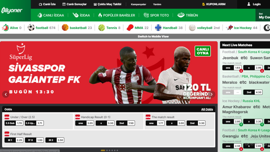 Bilyoner screenshot