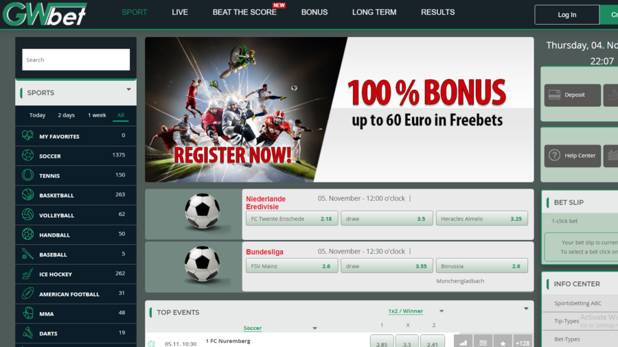 GW Bet screenshot