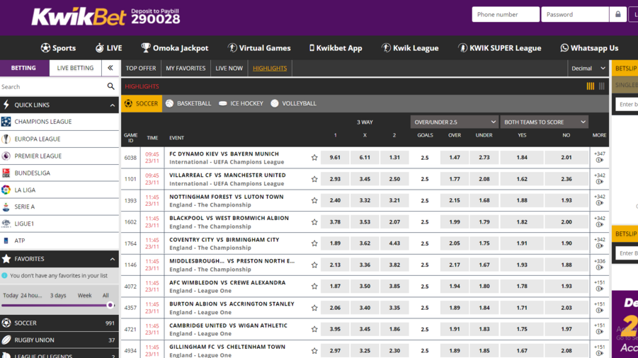 KwikBet screenshot
