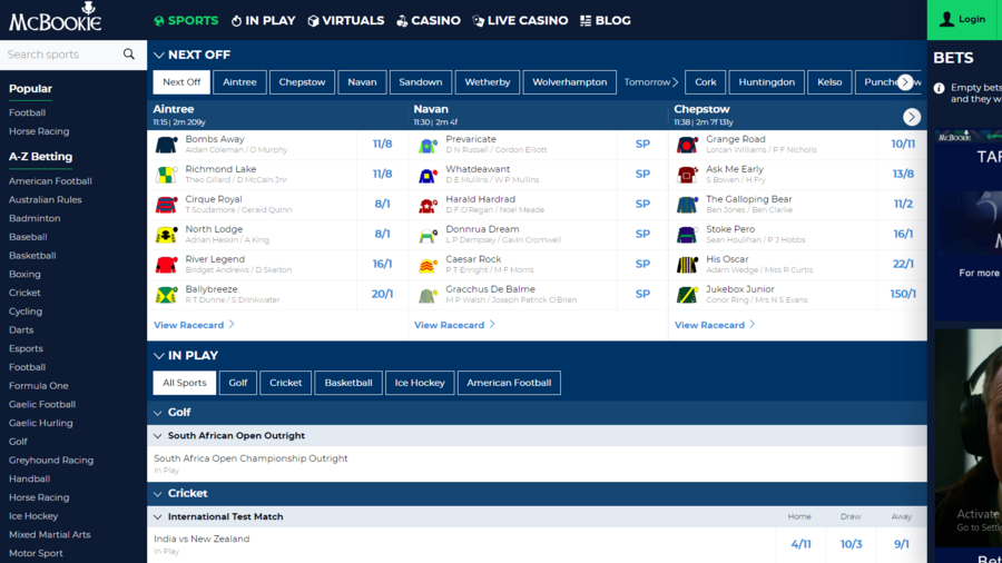 McBookie screenshot