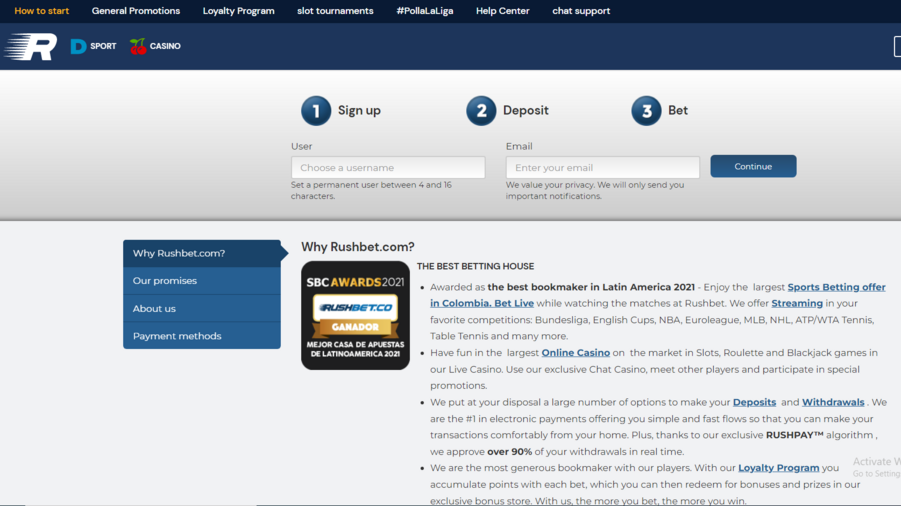 RushBet screenshot